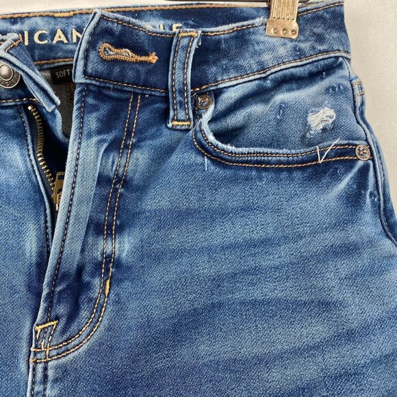 American Eagle Women's Jeans Size 00 Distressed Mom Regular Soft Stretch Denim - Picture 8 of 16